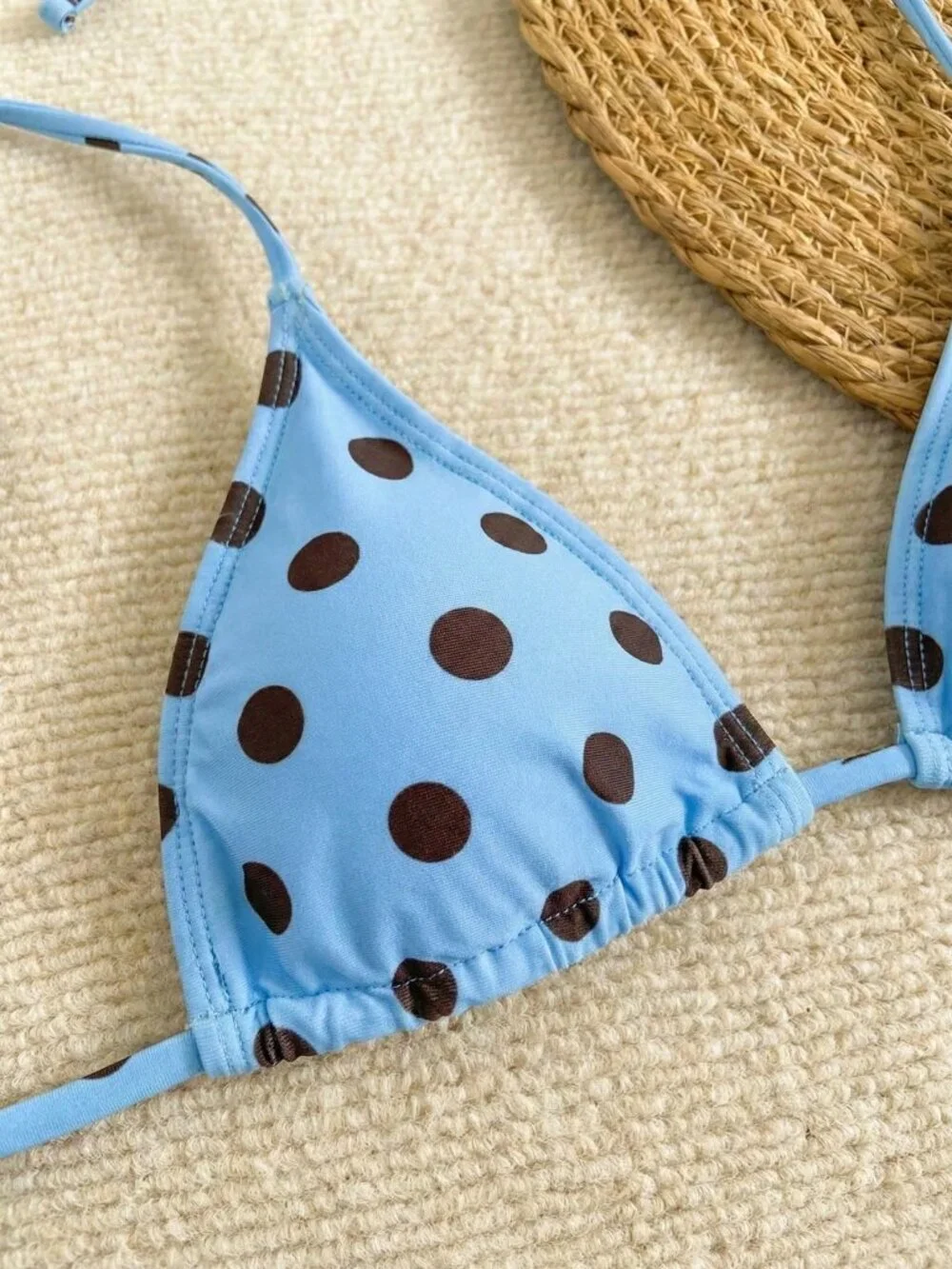 Baby Blue Women's Polka Dot Sexy Bikini with Spaghetti Straps